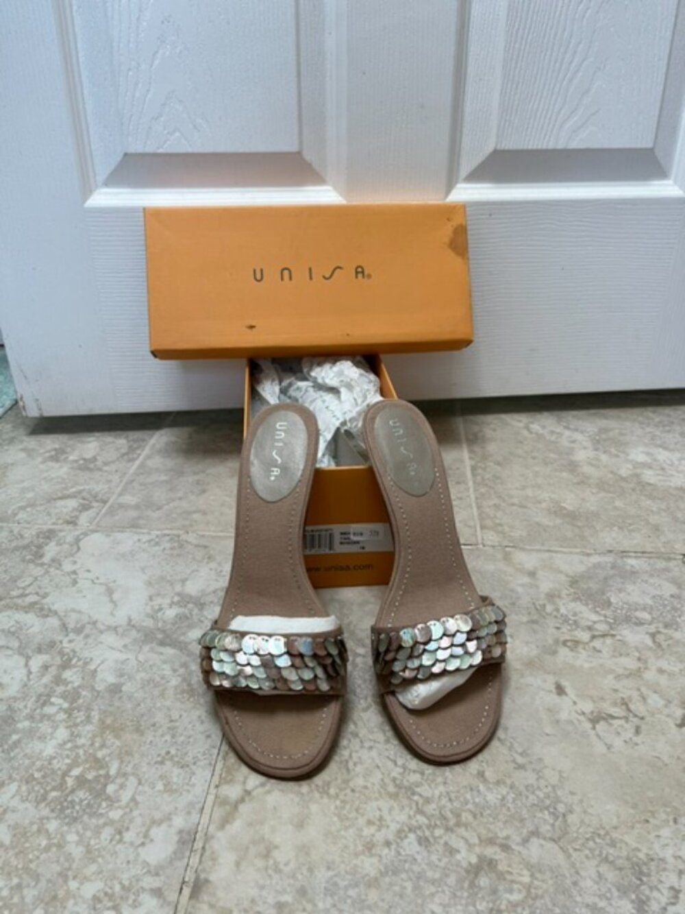 Unisa Tan Embellished Sandal Size 7